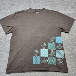 Men's Graphic Tee Japanese Animal Print Geometric Art Design Size XL Y2K